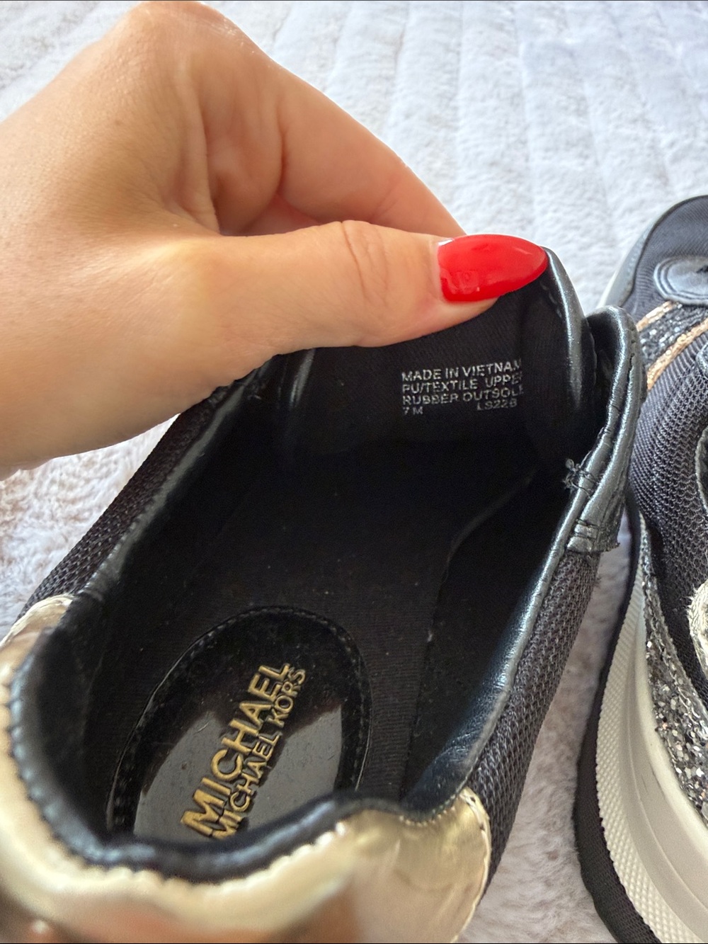 Michael Kors Black Sneakers with Gold and Silver Accents size 7 women's - Picture 6 of 6